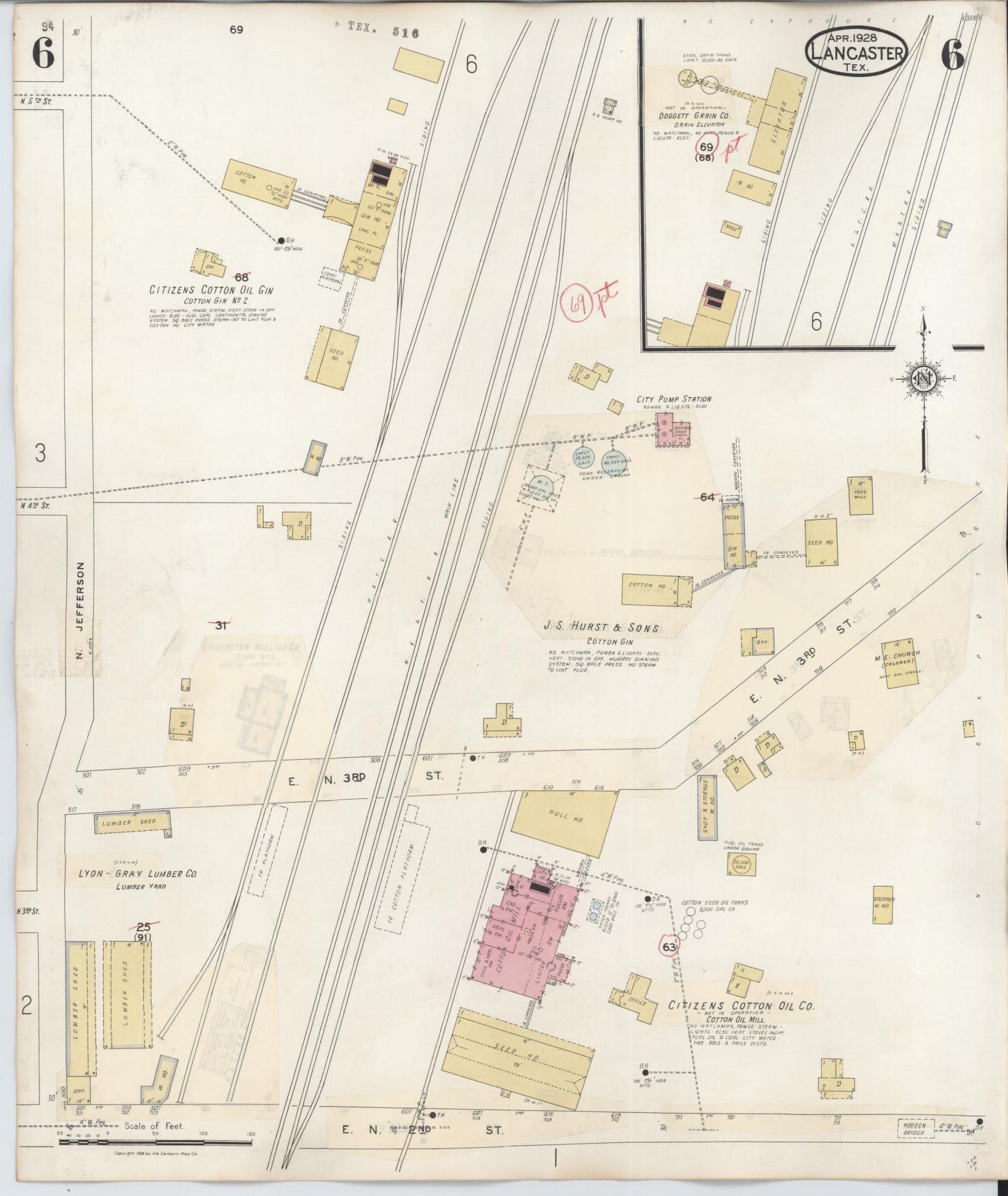 Sanborn Fire Insurance Map from Lancaster, Dallas County, Texas (1939), Sheet #0006 - Historic Sanborn Fire Insurance Map Print, vintage old map wall art, antique decor, genealogy gift, Texas Texas map
