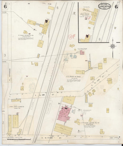 Sanborn Fire Insurance Map from Lancaster, Dallas County, Texas (1939), Sheet #0006 - Historic Sanborn Fire Insurance Map Print, vintage old map wall art, antique decor, genealogy gift, Texas Texas map