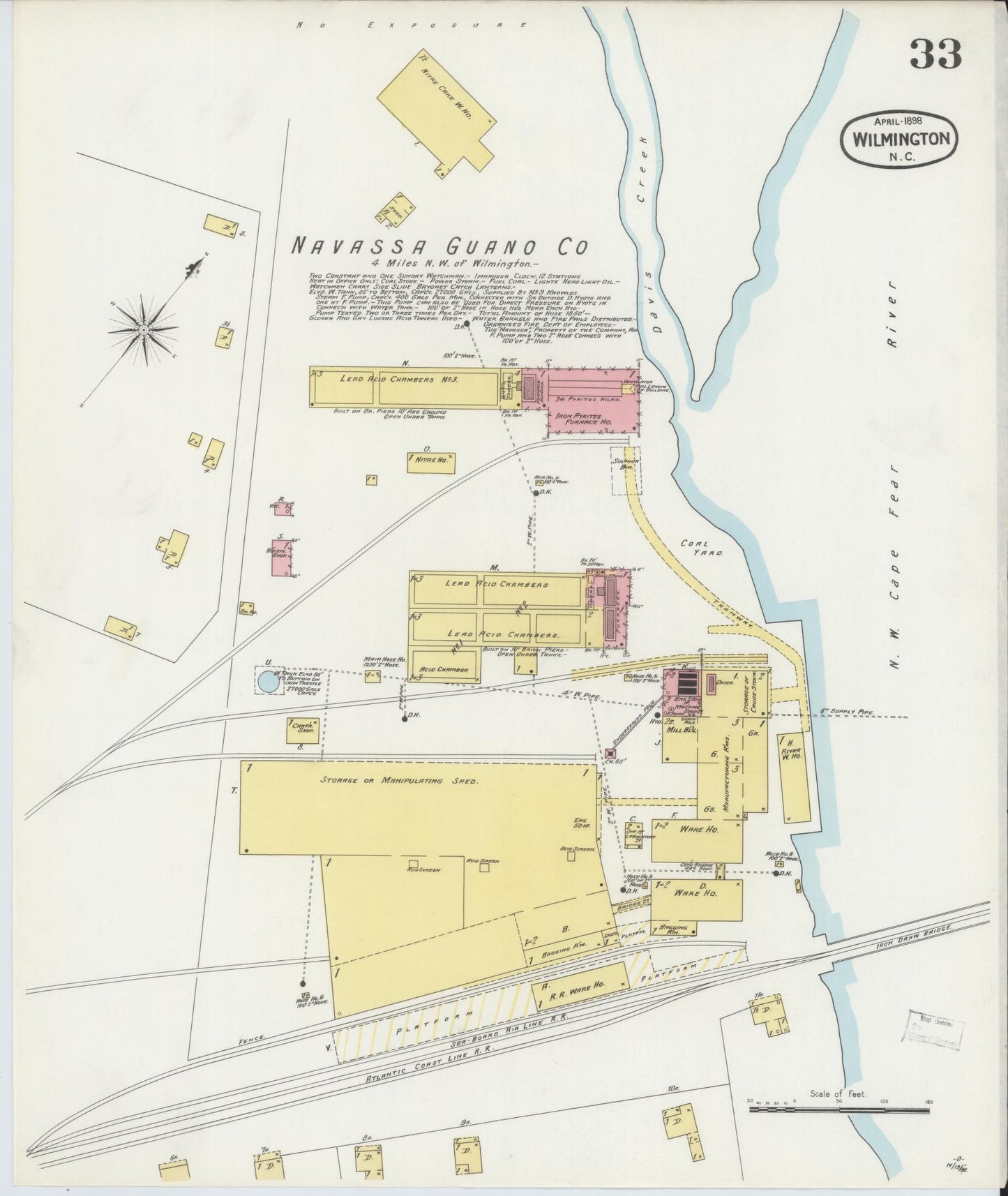 Sanborn Fire Insurance Map from Wilmington, New Hanover County, North Carolina (1898), Sheet #0033 - Complete Map Set gallery image, historic Sanborn map, vintage wall art, North Carolina North Carolina