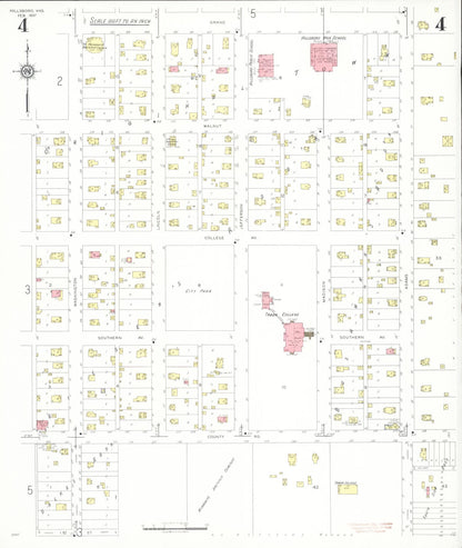 Sanborn Fire Insurance Map from Hillsboro, Marion County, Kansas (1937), Sheet #0004 - Complete Map Set gallery image, historic Sanborn map, vintage wall art, Kansas Kansas
