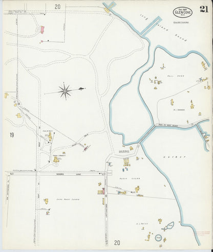 Sanborn Fire Insurance Map from Glen Cove, Nassau County, New York (1908), Sheet #0021 - Complete Map Set gallery image, historic Sanborn map, vintage wall art, New York New York
