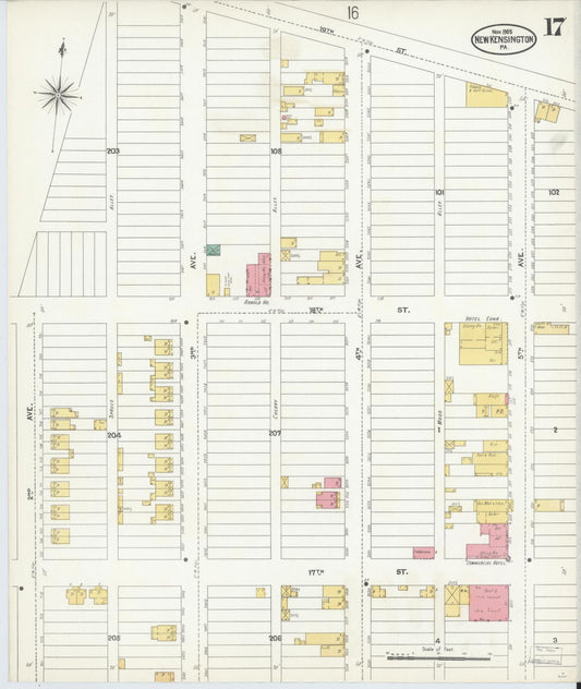 Sanborn Fire Insurance Map from New Kensington, Westmoreland County, Pennsylvania (1905), Sheet #0017 - Historic Sanborn Fire Insurance Map Print, vintage old map wall art, antique decor, genealogy gift, Pennsylvania Pennsylvania map