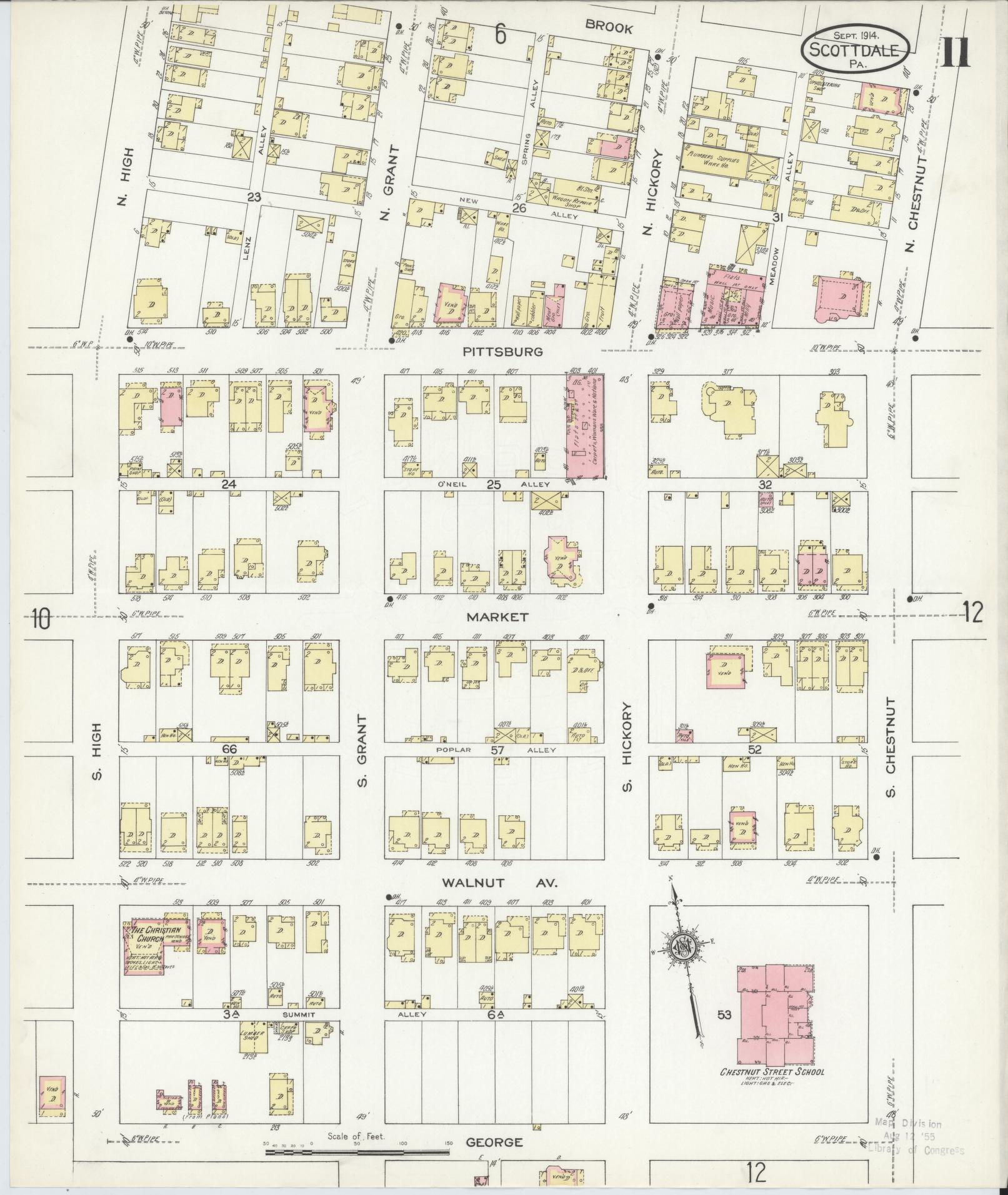 Sanborn Fire Insurance Map from Scottdale, Westmoreland County, Pennsylvania (1914), Sheet #0011 - Complete Map Set gallery image, historic Sanborn map, vintage wall art, Pennsylvania Pennsylvania