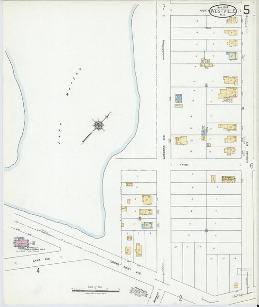 Sanborn Fire Insurance Map from Westville, Gloucester County, New Jersey (1919), Sheet #0005 - Historic Sanborn Fire Insurance Map Print, vintage old map wall art, antique decor, genealogy gift, New Jersey New Jersey map