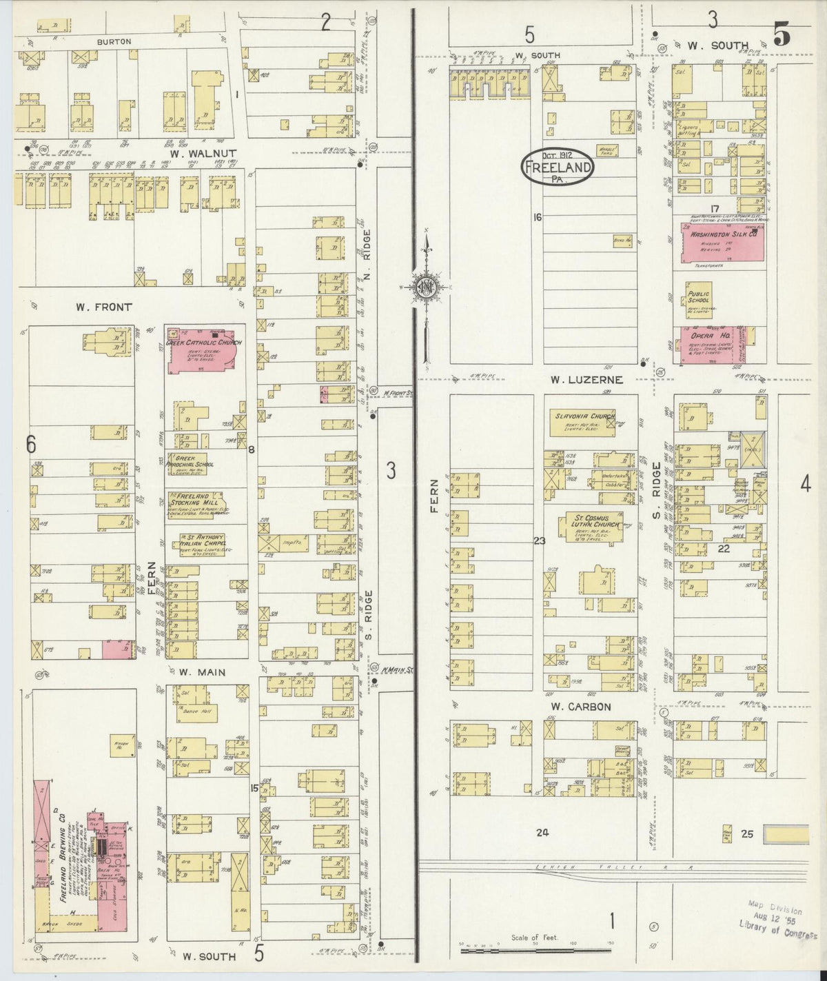 Sanborn Fire Insurance Map from Freeland, Luzerne County, Pennsylvania (1912), Sheet #0005 - Complete Map Set gallery image, historic Sanborn map, vintage wall art, Pennsylvania Pennsylvania