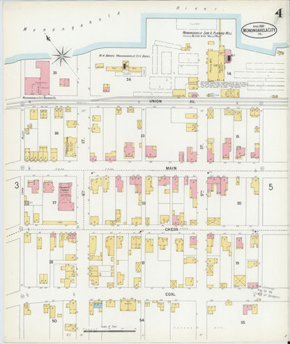 Sanborn Fire Insurance Map from Monongahela City, Washington County, Pennsylvania (1900), Sheet #0004 - Complete Map Set gallery image, historic Sanborn map, vintage wall art, Pennsylvania Pennsylvania