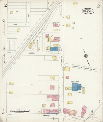 Sanborn Fire Insurance Map from Bridgeville, Allegheny County, Pennsylvania (1924), Sheet #0002 - Complete Map Set gallery image, historic Sanborn map, vintage wall art, Pennsylvania Pennsylvania