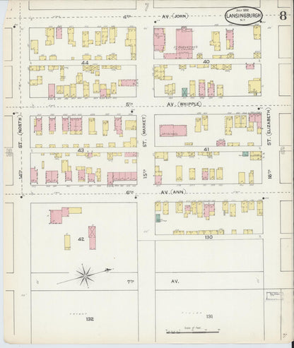 Sanborn Fire Insurance Map from Lansingburg, Rensselaer County, New York (1892), Sheet #0008 - Complete Map Set gallery image, historic Sanborn map, vintage wall art, New York New York