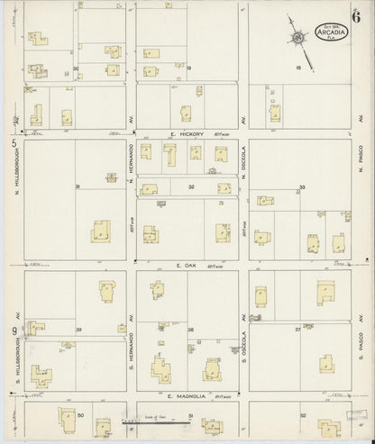 Sanborn Fire Insurance Map from Arcadia, DeSoto County, Florida (1914), Sheet #0006 - Complete Map Set gallery image, historic Sanborn map, vintage wall art, Florida Florida