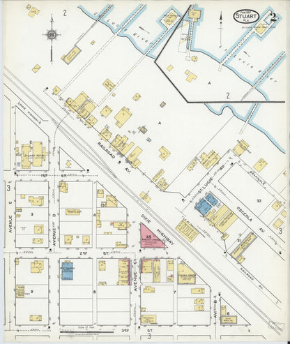 Sanborn Fire Insurance Map from Stuart, Martin County, Florida (1920), Sheet #0002 - Complete Map Set gallery image, historic Sanborn map, vintage wall art, Florida Florida