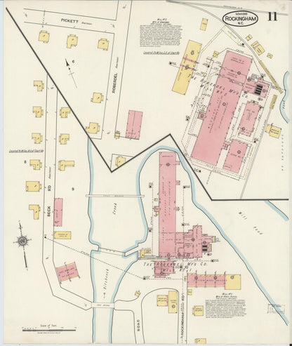 Sanborn Fire Insurance Map from Rockingham, Richmond County, North Carolina (1918), Sheet #0011 - Complete Map Set gallery image, historic Sanborn map, vintage wall art, North Carolina North Carolina