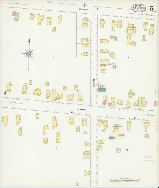 Sanborn Fire Insurance Map from Hamburg, Erie County, New York (1907), Sheet #0005 - Historic Sanborn Fire Insurance Map Print, vintage old map wall art, antique decor, genealogy gift, New York New York map