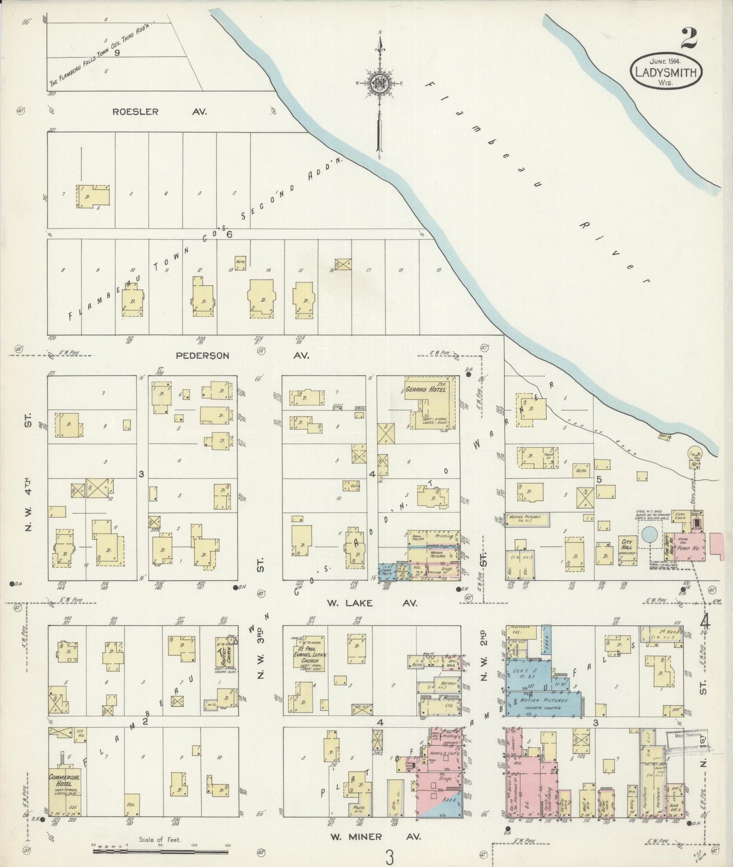 Sanborn Fire Insurance Map from Ladysmith, Rusk County, Wisconsin (1914), Sheet #0002 - Historic Sanborn Fire Insurance Map Print, vintage old map wall art, antique decor, genealogy gift, Wisconsin Wisconsin map