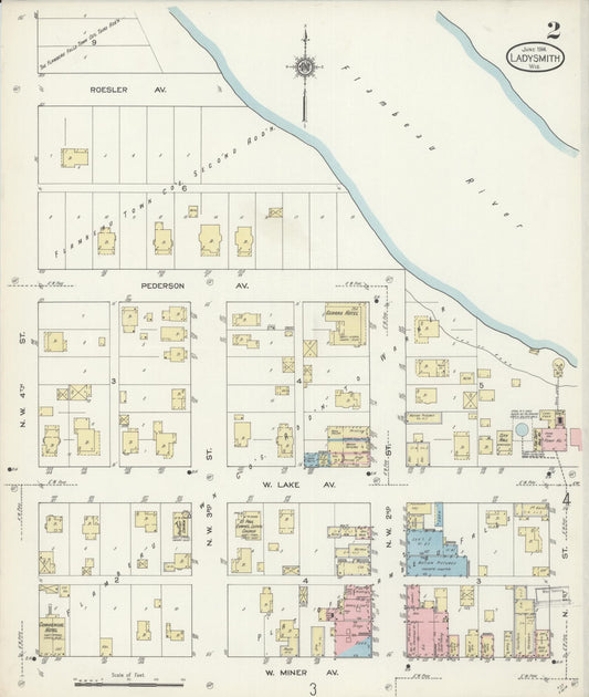 Sanborn Fire Insurance Map from Ladysmith, Rusk County, Wisconsin (1914), Sheet #0002 - Historic Sanborn Fire Insurance Map Print, vintage old map wall art, antique decor, genealogy gift, Wisconsin Wisconsin map