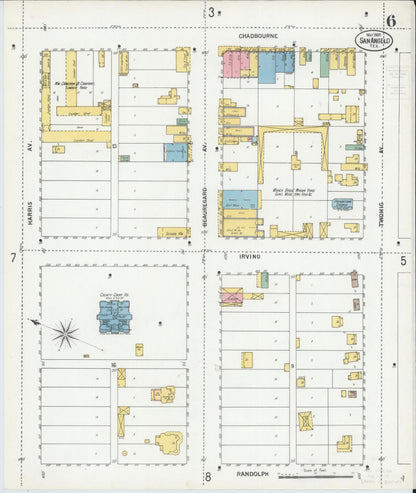 Sanborn Fire Insurance Map from San Angelo, Tom Green County, Texas (1900), Sheet #0006 - Historic Sanborn Fire Insurance Map Print, vintage old map wall art, antique decor, genealogy gift, Texas Texas map