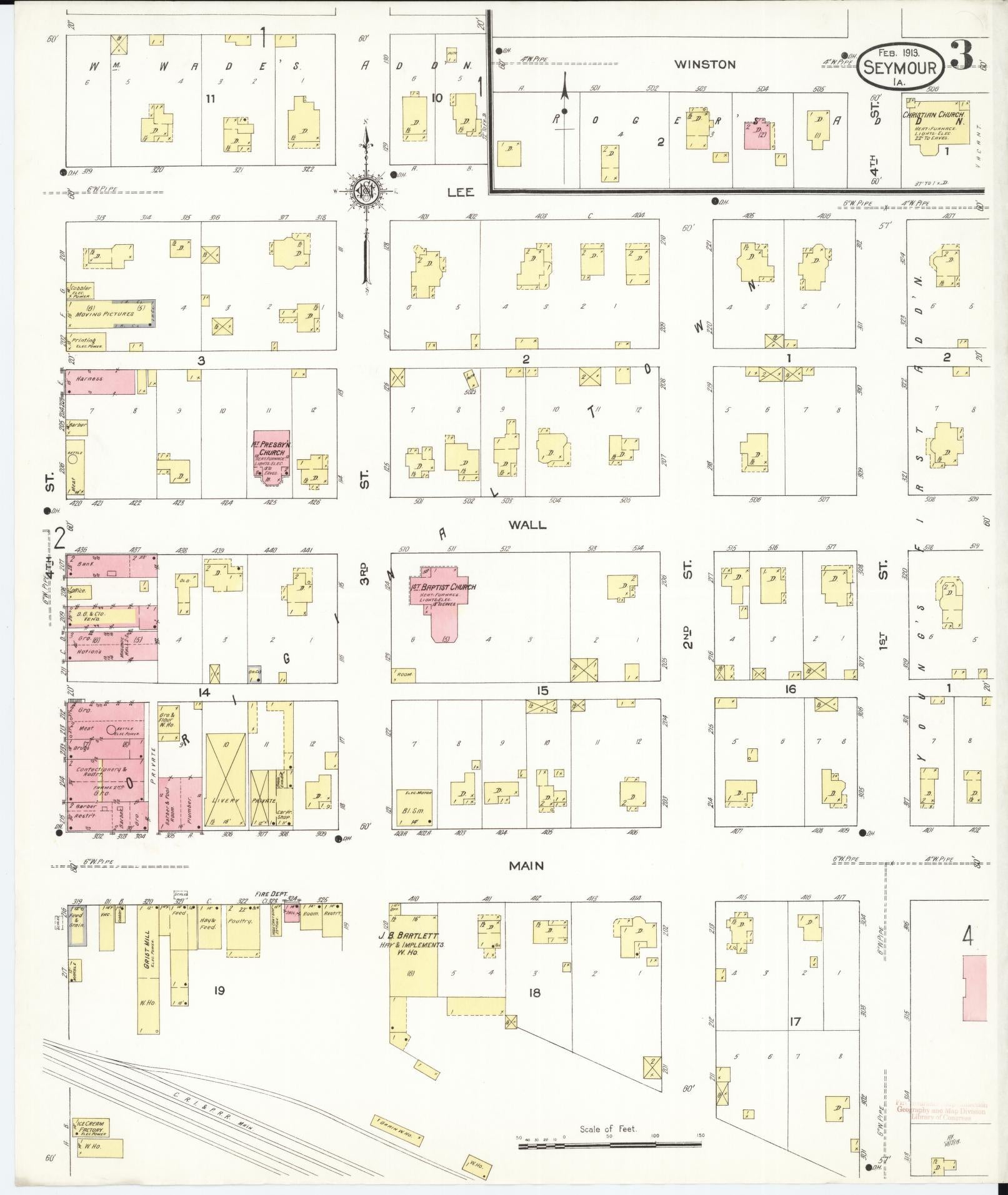 Sanborn Fire Insurance Map from Seymour, Wayne County, Iowa (1913), Sheet #0003 - Historic Sanborn Fire Insurance Map Print