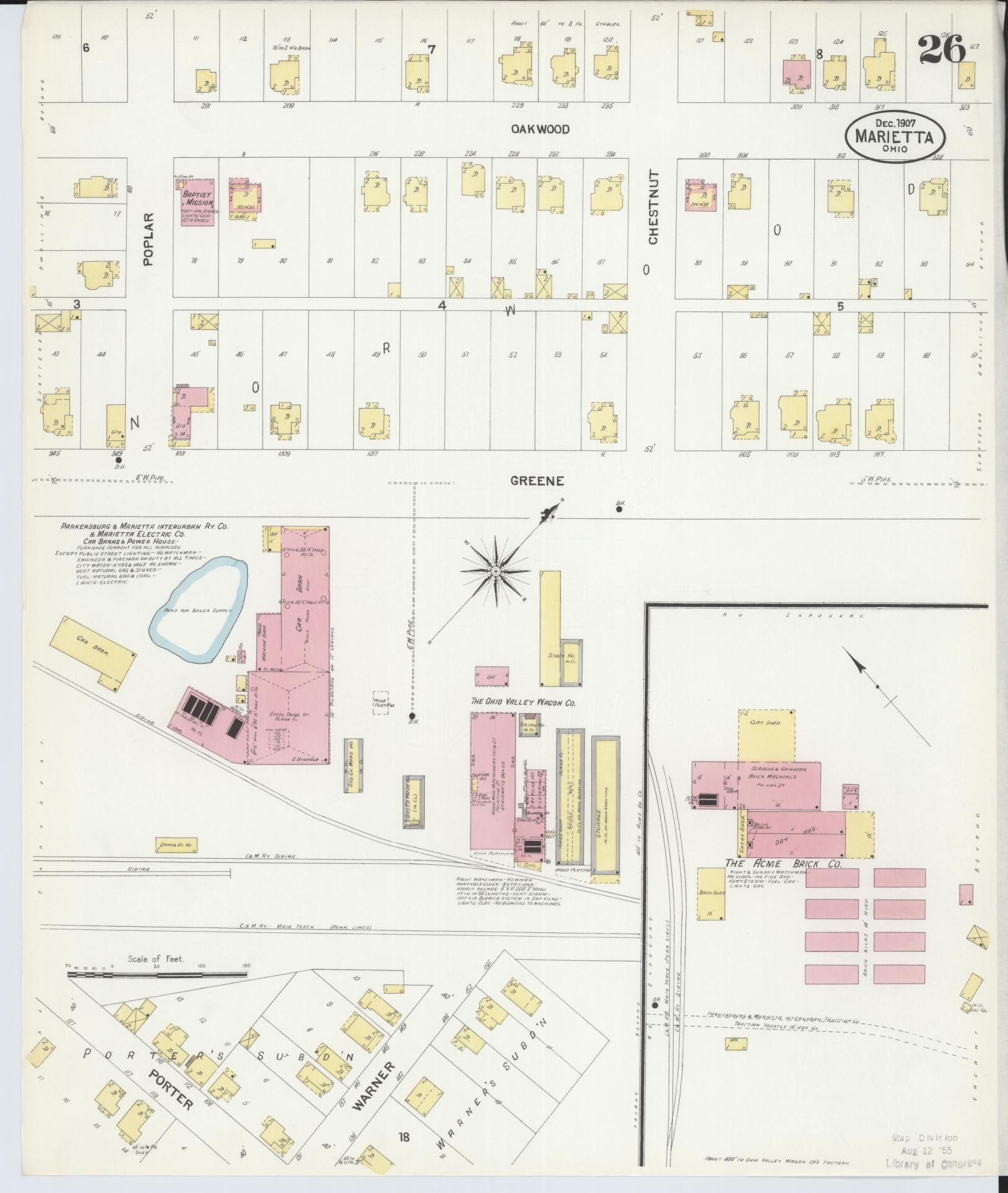 Sanborn Fire Insurance Map from Marietta, Washington County, Ohio (1907), Sheet #0026 - Historic Sanborn Fire Insurance Map Print, vintage old map wall art, antique decor, genealogy gift, Ohio Ohio map