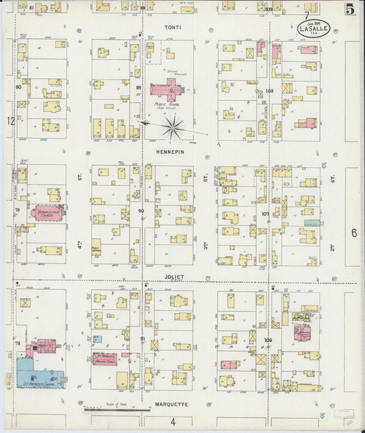 Sanborn Fire Insurance Map from La Salle, La Salle County, Illinois (1898), Sheet #0005 - Historic Sanborn Fire Insurance Map Print, vintage old map wall art, antique decor, genealogy gift, Illinois Illinois map