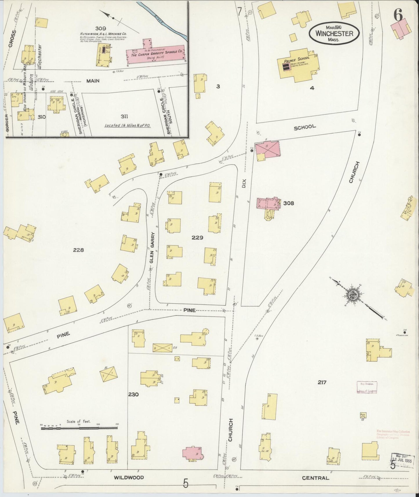 Sanborn Fire Insurance Map from Winchester, Middlesex County, Massachusetts (1910), Sheet #0006 - Complete Map Set gallery image, historic Sanborn map, vintage wall art, Massachusetts Massachusetts