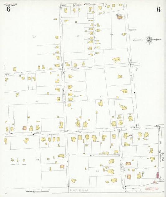 Sanborn Fire Insurance Map from Winona, Montgomery County, Mississippi (1932), Sheet #0006 - Historic Sanborn Fire Insurance Map Print, vintage old map wall art, antique decor, genealogy gift, Mississippi Mississippi map