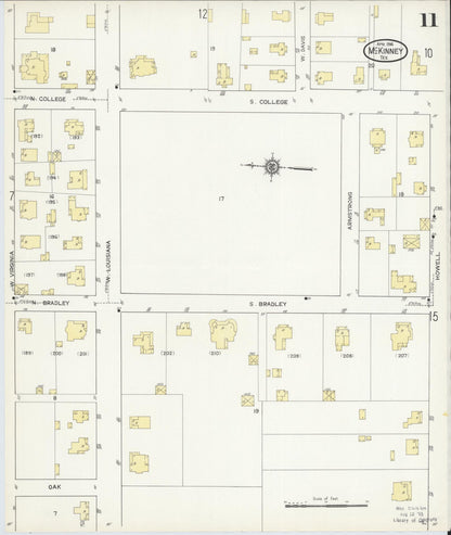 Sanborn Fire Insurance Map from McKinney, Collin County, Texas (1914), Sheet #0011 - Historic Sanborn Fire Insurance Map Print, vintage old map wall art, antique decor, genealogy gift, Texas Texas map