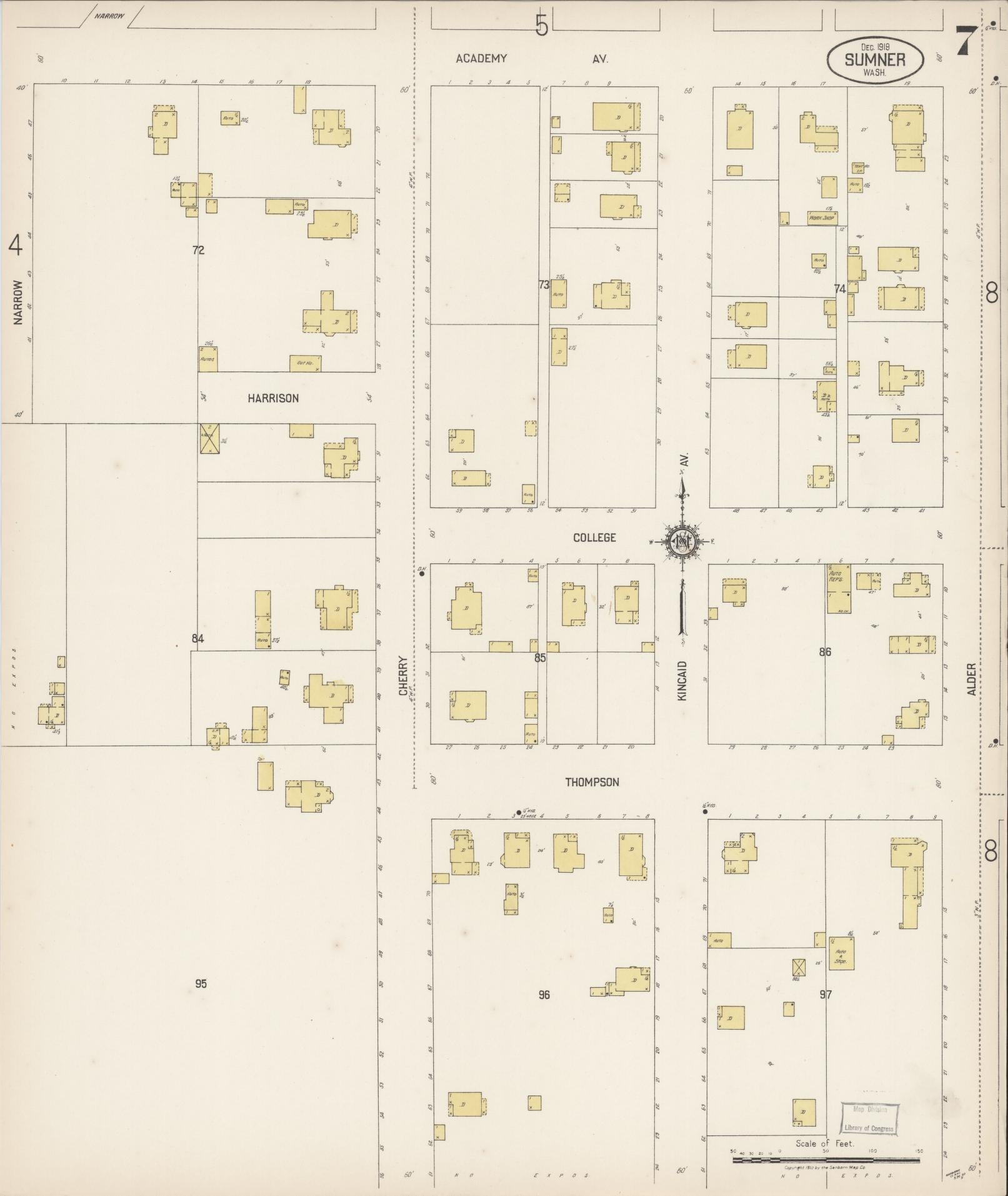 Sanborn Fire Insurance Map from Sumner, Pierce County, Washington (1919), Sheet #0007 - Complete Map Set gallery image, historic Sanborn map, vintage wall art, Washington Washington