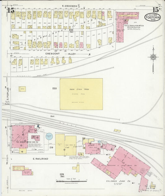 Sanborn Fire Insurance Map from Fostoria, Seneca, Hancock, And Wood Counties, Ohio (1924), Sheet #0015 - Historic Sanborn Fire Insurance Map Print, vintage old map wall art, antique decor, genealogy gift, Ohio Ohio map