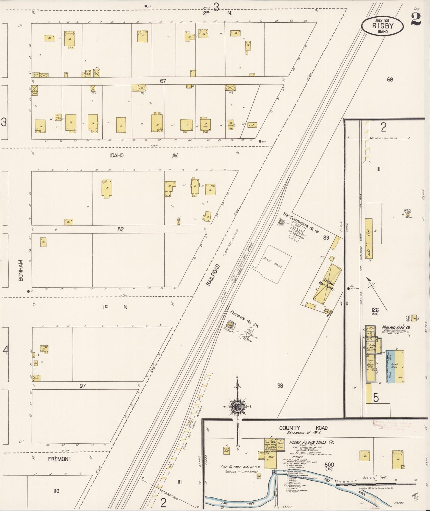Sanborn Fire Insurance Map from Rigby, Jefferson County, Idaho (1921), Sheet #0002 - Complete Map Set gallery image, historic Sanborn map, vintage wall art, Idaho Idaho