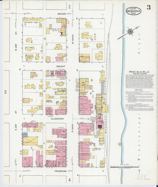 Sanborn Fire Insurance Map from Wabasha, Wabasha County, Minnesota (1917), Sheet #0003 - Historic Sanborn Fire Insurance Map Print, vintage old map wall art, antique decor, genealogy gift, Minnesota Minnesota map