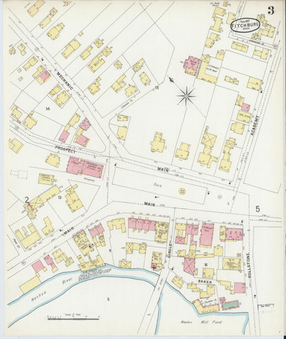 Sanborn Fire Insurance Map from Fitchburg, Worcester County, Massachusetts (1897), Sheet #0003 - Complete Map Set gallery image, historic Sanborn map, vintage wall art, Massachusetts Massachusetts