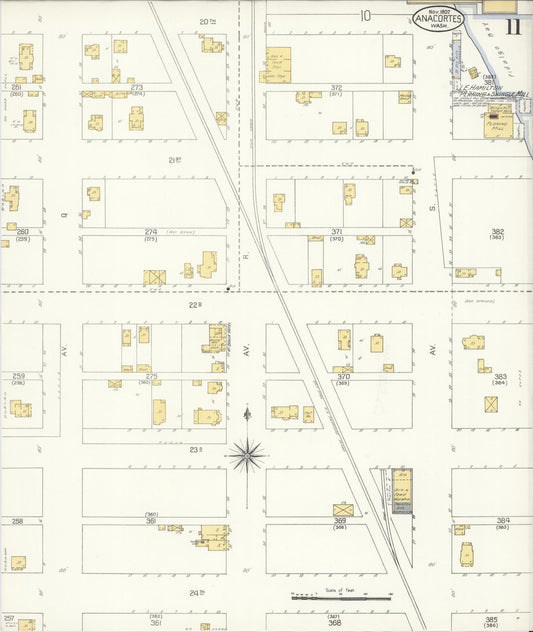 Sanborn Fire Insurance Map from Anacortes, Skagit County, Washington (1907), Sheet #0011 - Historic Sanborn Fire Insurance Map Print, vintage old map wall art, antique decor, genealogy gift, Washington Washington map