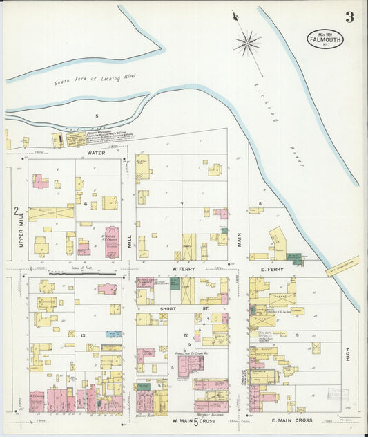 Sanborn Fire Insurance Map from Falmouth, Pendleton County, Kentucky (1909), Sheet #0003 - Historic Sanborn Fire Insurance Map Print, vintage old map wall art, antique decor, genealogy gift, Kentucky Kentucky map