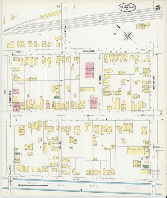 Sanborn Fire Insurance Map from Frankfort, Herkimer County, New York (1907), Sheet #0003 - Historic Sanborn Fire Insurance Map Print, vintage old map wall art, antique decor, genealogy gift, New York New York map