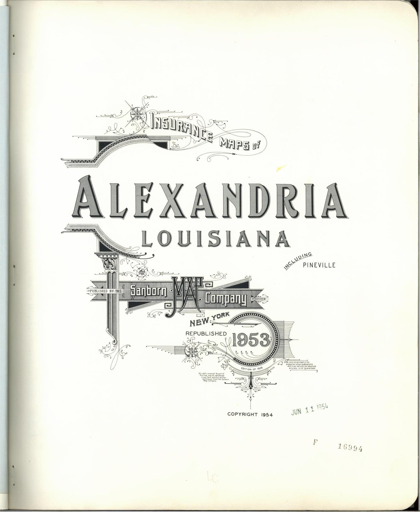 Sanborn Fire Insurance Map from Alexandria, Rapides Parish, Louisiana (1953), Sheet #0001 - Historic Sanborn Fire Insurance Map Print, vintage old map wall art, antique decor, genealogy gift, Louisiana Louisiana map