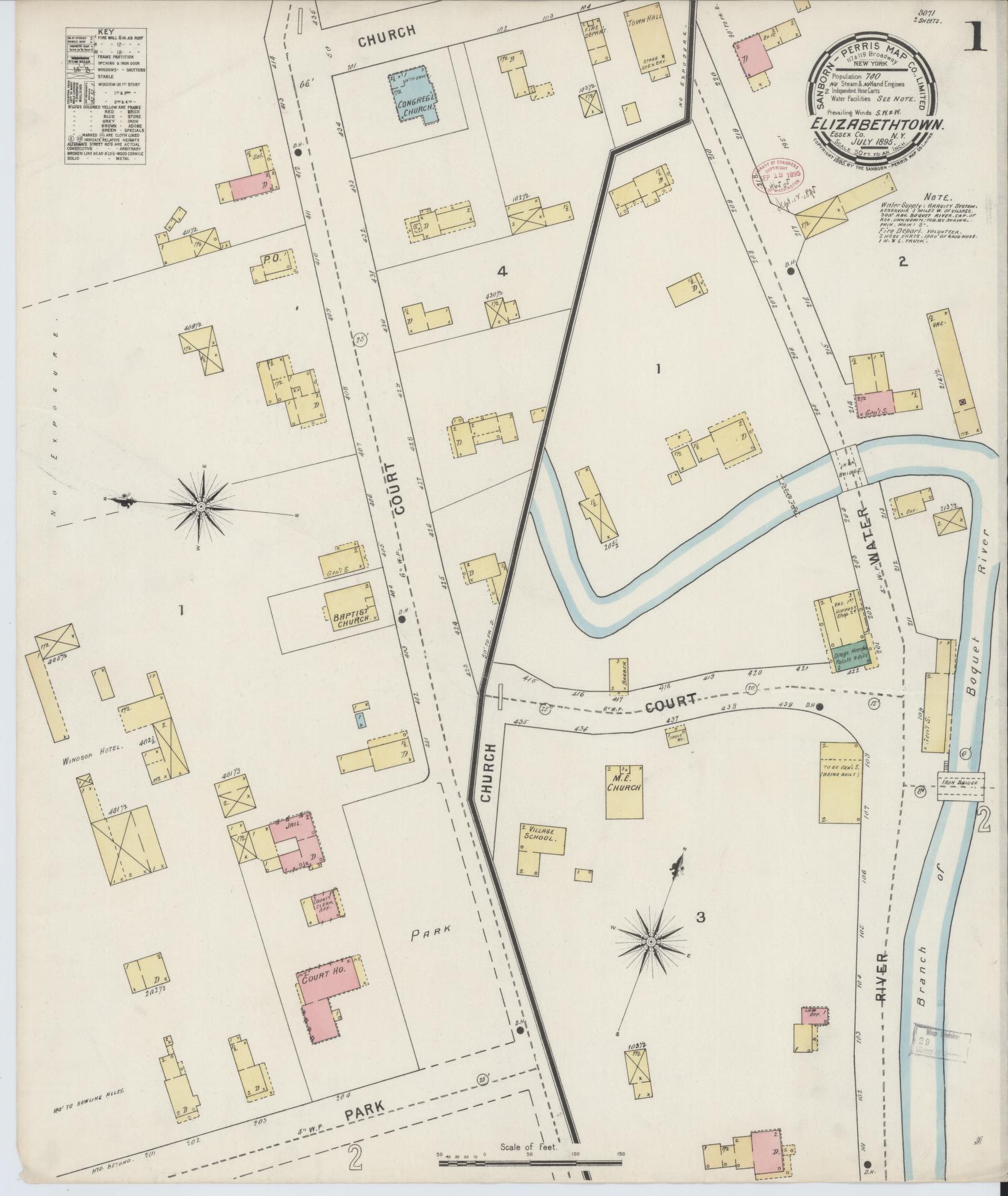 Sanborn Fire Insurance Map from Elizabethtown, Essex County, New York. (1895) – Historic Sanborn Fire Insurance Map Print