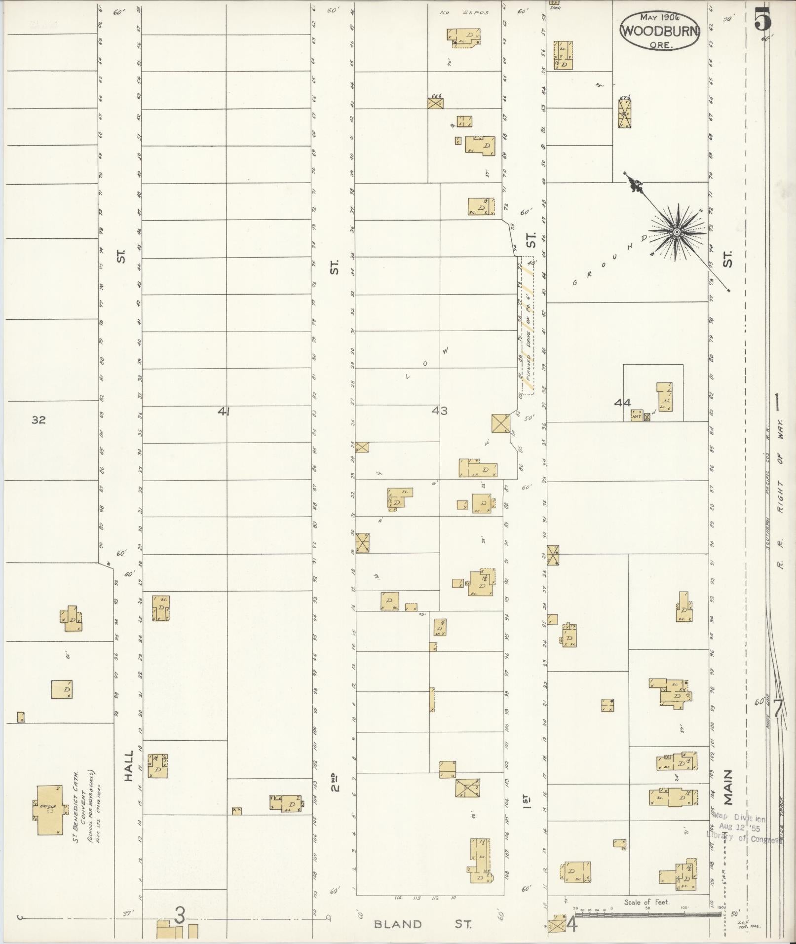 Sanborn Fire Insurance Map from Woodburn, Marion County, Oregon (1906), Sheet #0005 - Complete Map Set gallery image, historic Sanborn map, vintage wall art, Oregon Oregon