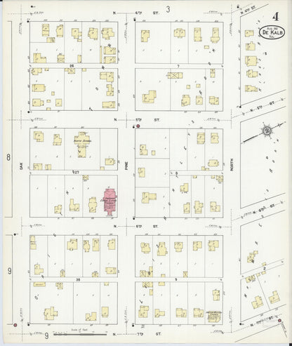 Sanborn Fire Insurance Map from De Kalb, De Kalb County, Illinois (1912), Sheet #0004 - Complete Map Set gallery image, historic Sanborn map, vintage wall art, Illinois Illinois