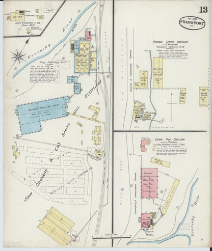 Sanborn Fire Insurance Map from Frankfort, Franklin County, Kentucky (1890), Sheet #0013 - Complete Map Set gallery image, historic Sanborn map, vintage wall art, Kentucky Kentucky
