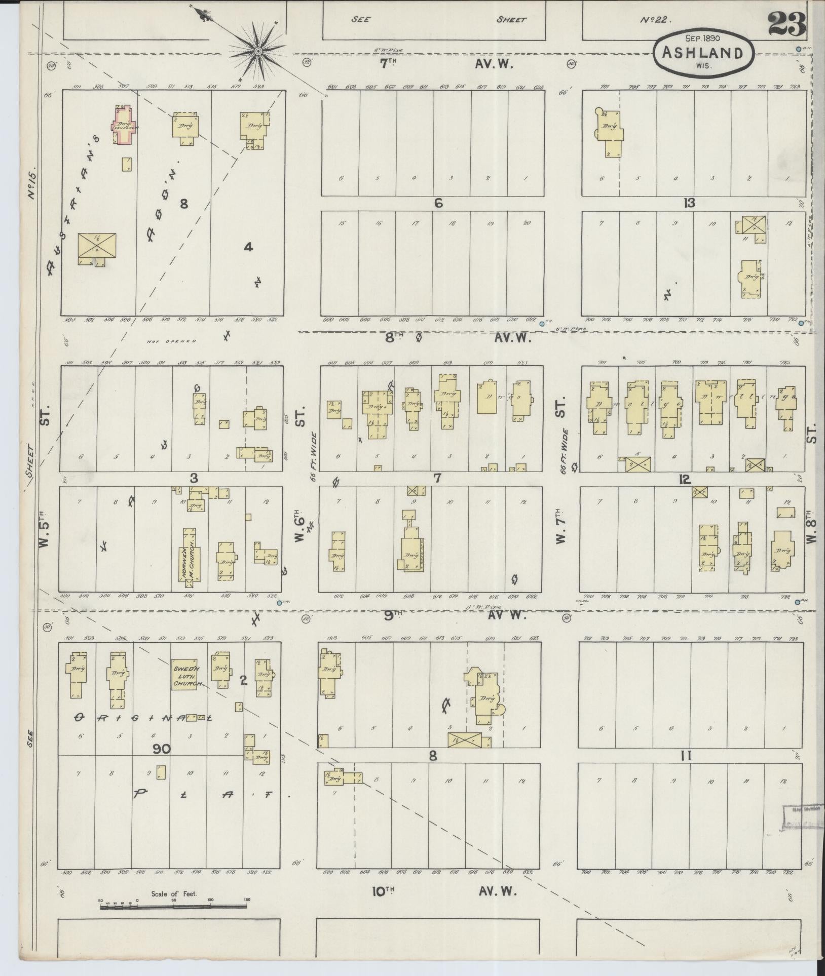 Sanborn Fire Insurance Map from Ashland, Ashland County, Wisconsin (1890), Sheet #0023 - Complete Map Set gallery image, historic Sanborn map, vintage wall art, Wisconsin Wisconsin