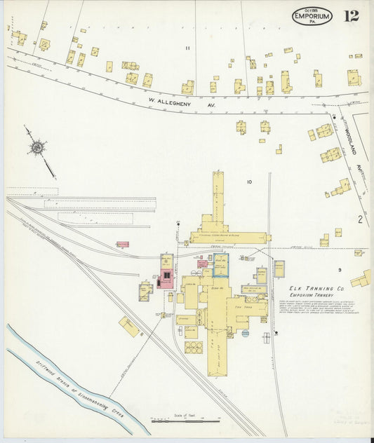 Sanborn Fire Insurance Map from Emporium, Cameron County, Pennsylvania (1915), Sheet #0012 - Historic Sanborn Fire Insurance Map Print, vintage old map wall art, antique decor, genealogy gift, Pennsylvania Pennsylvania map