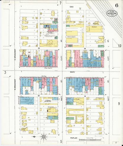 Sanborn Fire Insurance Map from Newton, Harvey County, Kansas (1901), Sheet #0006 - Complete Map Set gallery image, historic Sanborn map, vintage wall art, Kansas Kansas