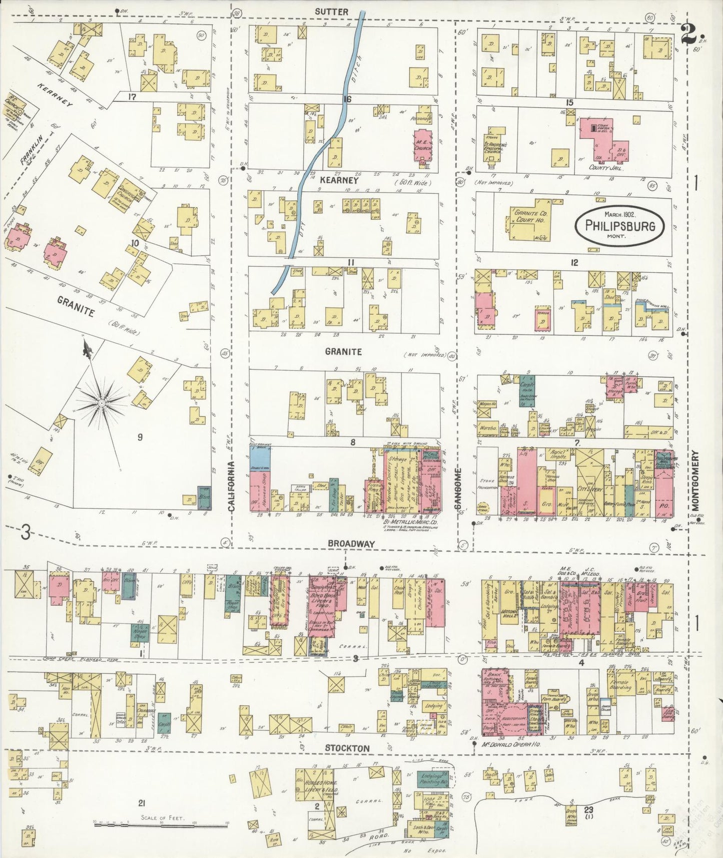 Sanborn Fire Insurance Map from Philipsburg, Granite County, Montana (1902), Sheet #0002 - Complete Map Set gallery image, historic Sanborn map, vintage wall art, Montana Montana