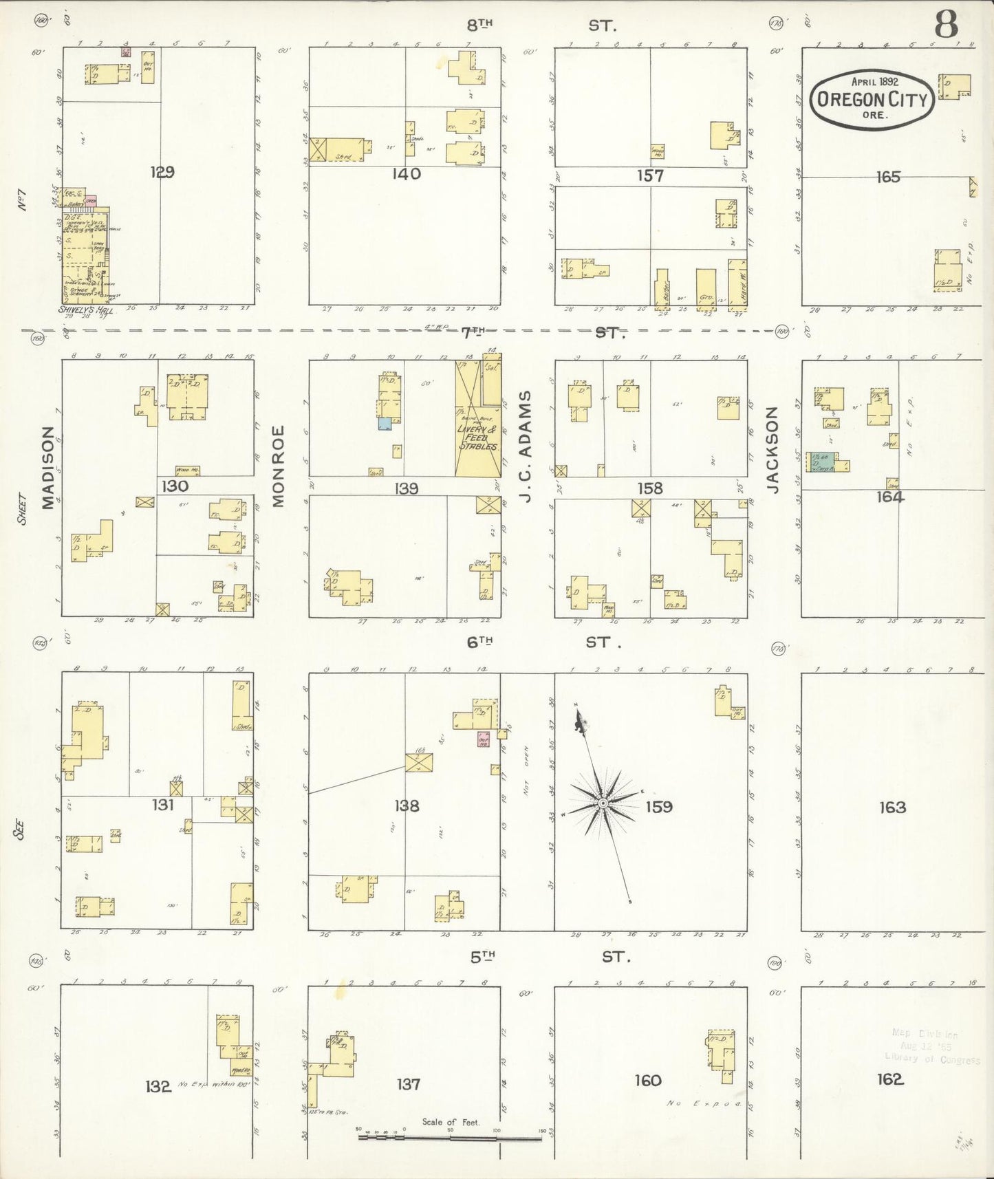 Sanborn Fire Insurance Map from Oregon City, Clackamas County, Oregon (1892), Sheet #0008 - Complete Map Set gallery image, historic Sanborn map, vintage wall art, Oregon Oregon