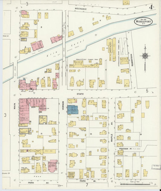 Sanborn Fire Insurance Map from Middleport, Niagara County, New York (1911), Sheet #0004 - Historic Sanborn Fire Insurance Map Print, vintage old map wall art, antique decor, genealogy gift, New York New York map
