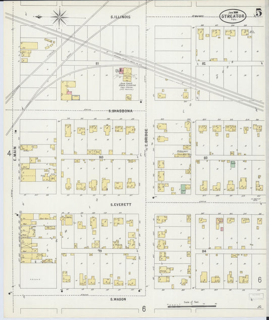 Sanborn Fire Insurance Map from Streator, La Salle County, Illinois (1898), Sheet #0005 - Historic Sanborn Fire Insurance Map Print, vintage old map wall art, antique decor, genealogy gift, Illinois Illinois map