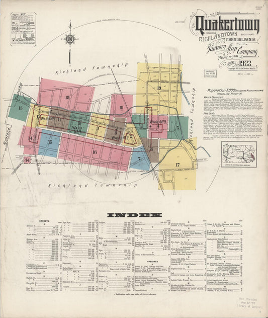 Sanborn Fire Insurance Map from Quakertown, Bucks County, Pennsylvania (1922), Sheet #0001 - Complete Map Set gallery image, historic Sanborn map, vintage wall art, Pennsylvania Pennsylvania