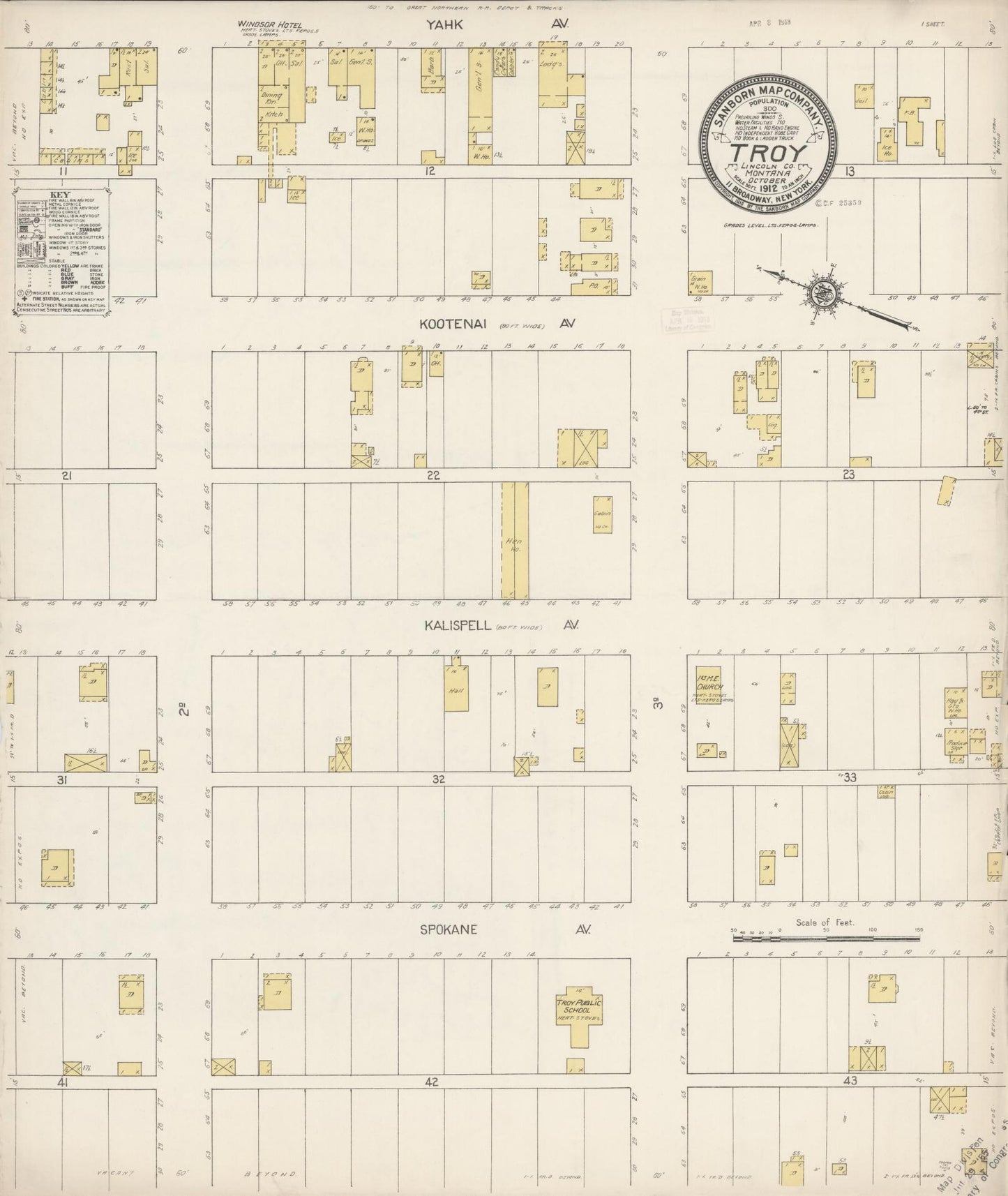 Sanborn Fire Insurance Map from Troy, Lincoln County, Montana (1912), Sheet #0001 - Historic Sanborn Fire Insurance Map Print, vintage old map wall art, antique decor, genealogy gift, Montana Montana map