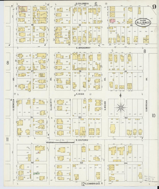 Sanborn Fire Insurance Map from Alliance, Stark County, Ohio (1898), Sheet #0009 - Historic Sanborn Fire Insurance Map Print, vintage old map wall art, antique decor, genealogy gift, Ohio Ohio map