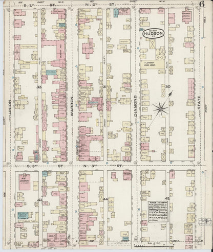 Sanborn Fire Insurance Map from Hudson, Columbia County, New York (1884), Sheet #0006 - Complete Map Set gallery image, historic Sanborn map, vintage wall art, New York New York