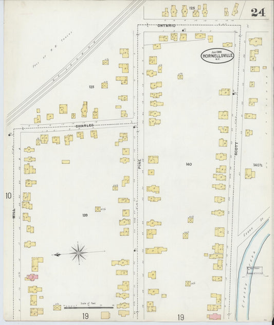 Sanborn Fire Insurance Map from Hornell, Steuben County, New York (1898), Sheet #0024 - Historic Sanborn Fire Insurance Map Print, vintage old map wall art, antique decor, genealogy gift, New York New York map